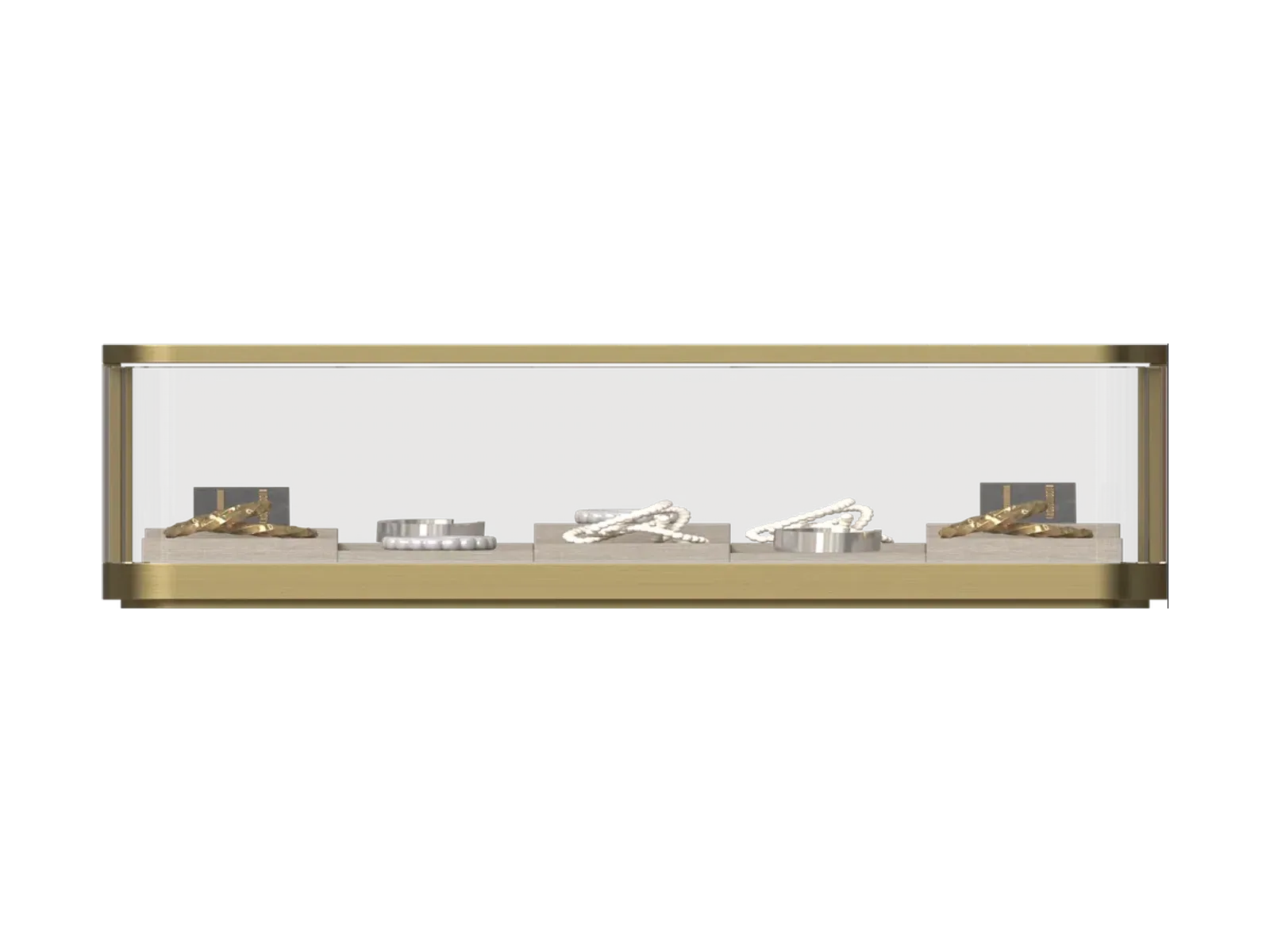 圆弧角玻璃罩珠宝展示柜前视图