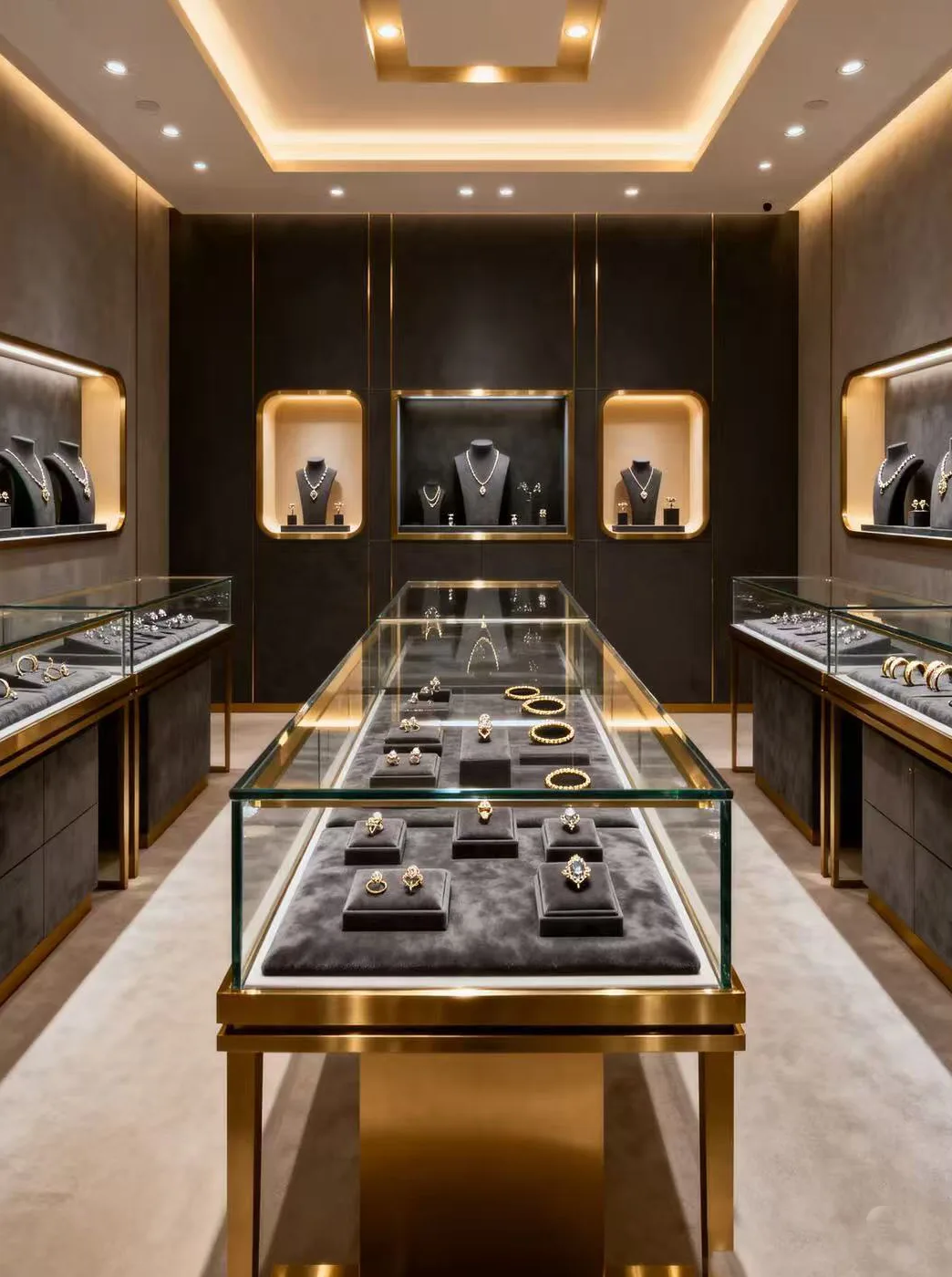 黑金色珠宝店展示柜实拍